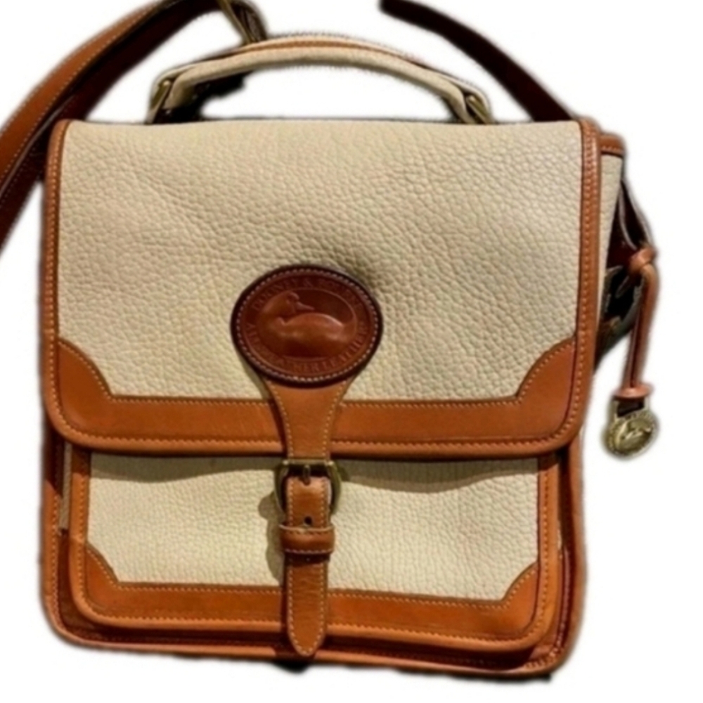 Dooney & Bourke Surrey AWL Almond and Tan British Carrier Crossbody